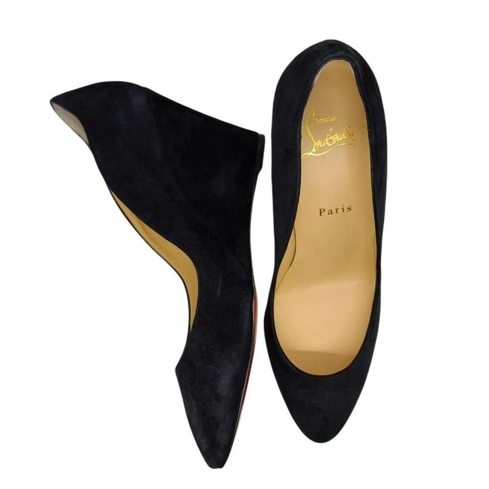 Louboutin Tanja Black Suede Wedges BNIB Size 39.5